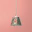 7 inch pendant shade in red aqua Bokhara gathered linen by GP & J Baker