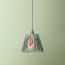 7 inch pendant shade in red aqua Bokhara gathered linen by GP & J Baker