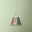 7 inch pendant shade in red aqua Bokhara gathered linen by GP & J Baker