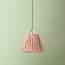 7 inch pendant shade in red aqua Tuffley gathered cotton by GP & J Baker