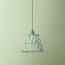 7 inch pendant shade in green blue Tuffley gathered cotton by GP & J Baker