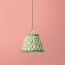 7 inch pendant shade in green and white block printed Dotty gathered cotton by GP & J Baker