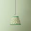 7 inch pendant shade in green and white block printed Dotty gathered cotton by GP & J Baker