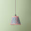 7 inch pendant shade in blue and red block printed Dotty gathered cotton by GP & J Baker