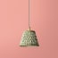 7 inch pendant lamp shade in temple green block printed cotton