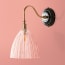 Drake wall fixture in wood and antiqued brass