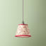 7 Inch Pendant shade in wine and crimson hand blocked 'wiggly stars' by Ellen Merchant