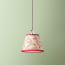 7 Inch Pendant shade in wine and crimson hand blocked 'wiggly stars' by Ellen Merchant