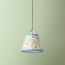 7 Inch Pendant shade in blue green hand blocked 'wiggly stars' by Ellen Merchant