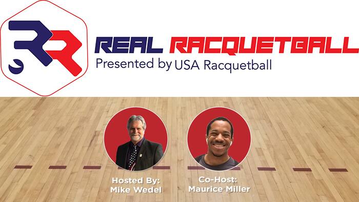 Real Racquetball Show logo with Mike Wedel and Maurice Miller