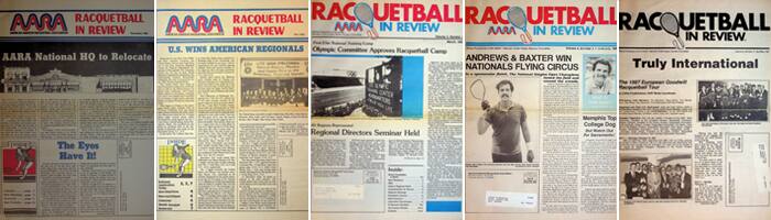 Five cover images of publication Racquetball In Review
