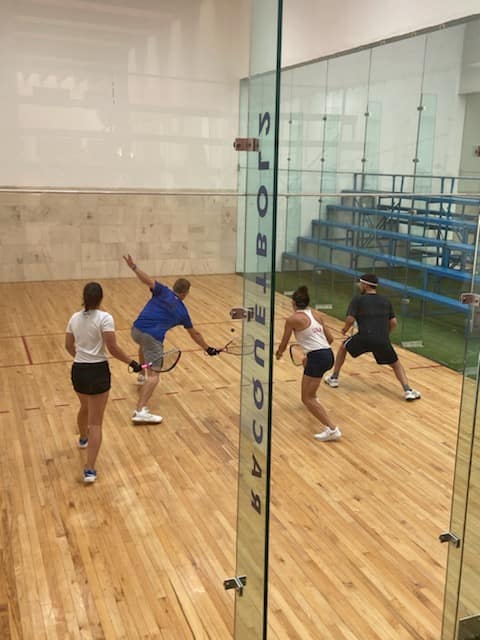 Our doubles teams of Charlie Pratt/Sam Bredenbeck and Hollie Scott/Kelani Lawrence getting some practice time in.