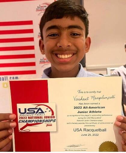VAISHANT MANGALAMPALLI September 2022 Junior of the Month