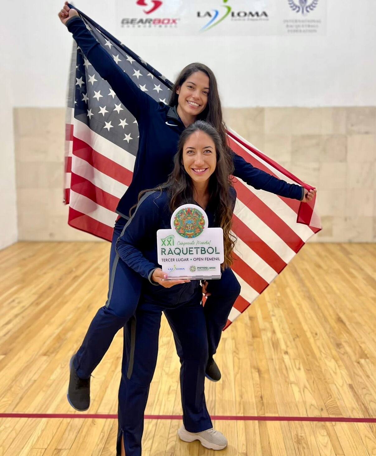 Hollie Scott and Kelani Lawrence at the International Racquetball Federation World Championships