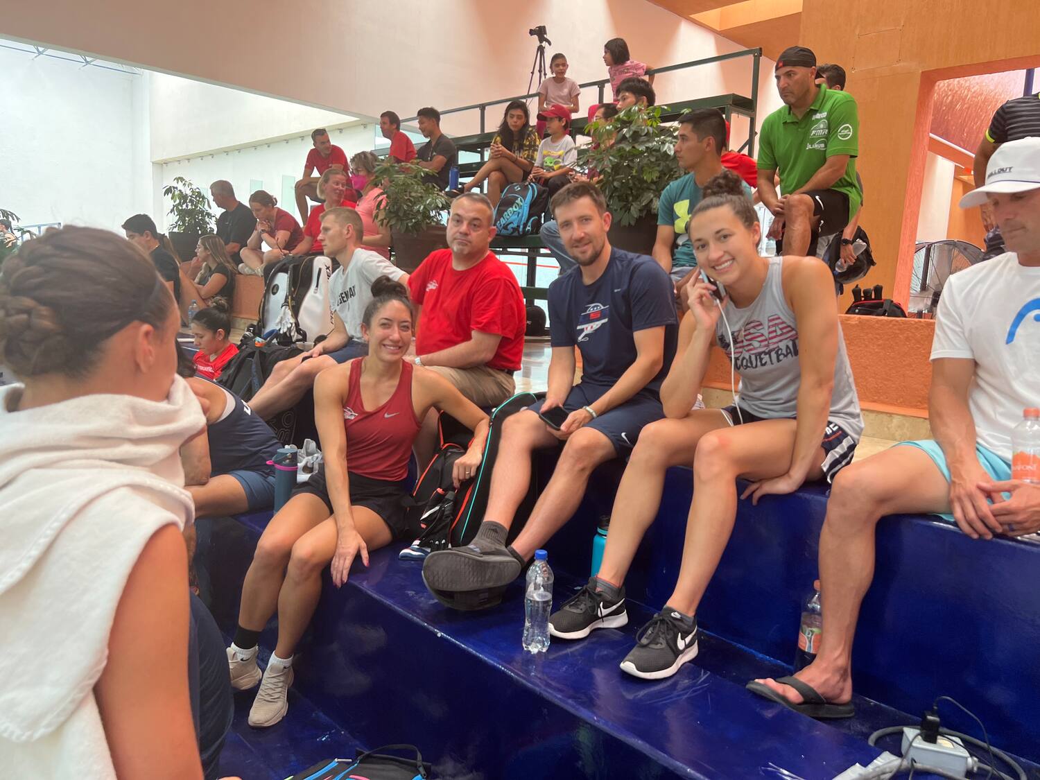 Team USA cheering on the Mixed Doubles team at the IRF World Championships