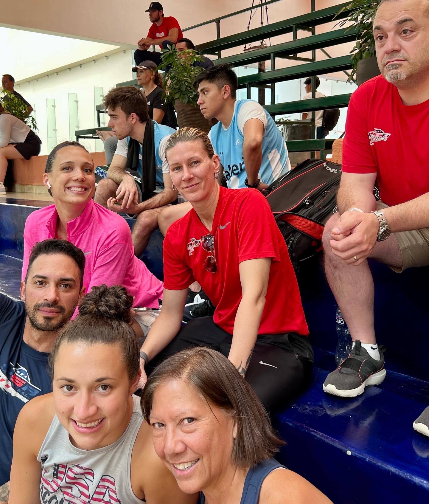 Team USA cheering on the Men's Doubles action at the IRF World Championships