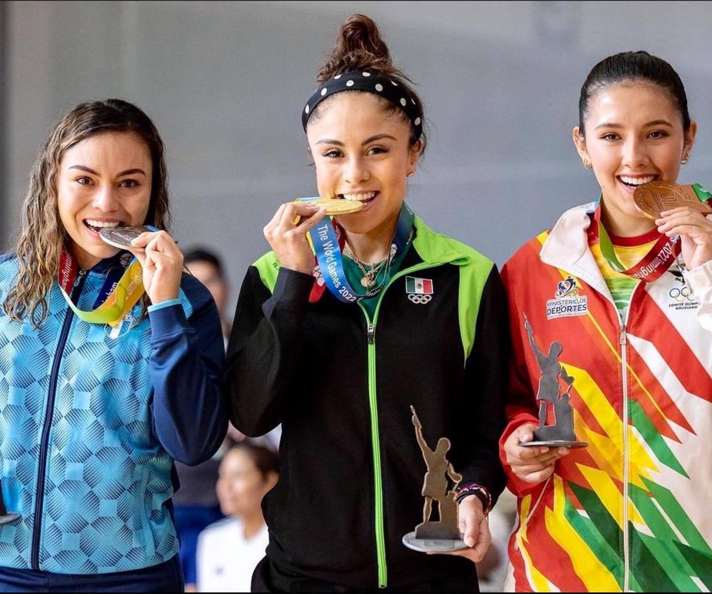 Gaby Martinez, Paola Longoria, and Angelica Barrios at the 2022 World Games.