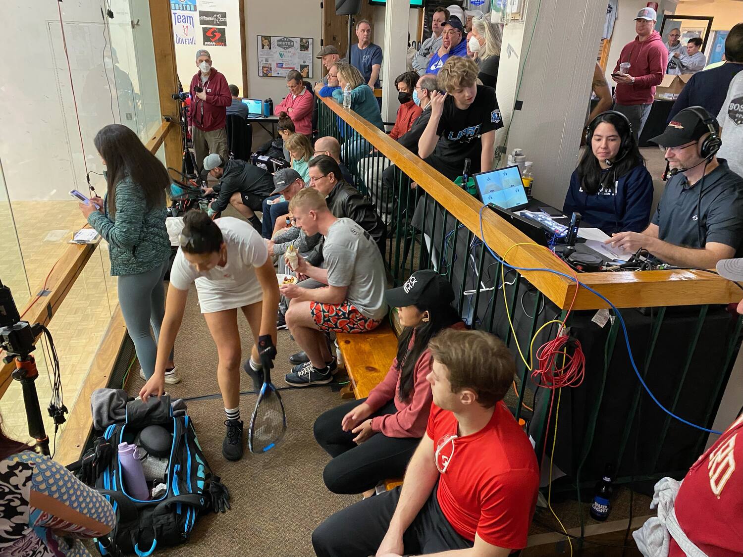 The crowd watching the Women's Pro Doubles final at the Boston Open.