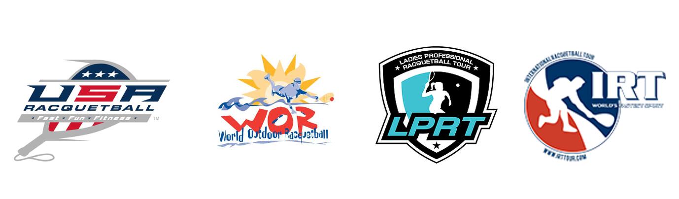 WOR Partner Logos: USA Racquetball, WOR, LPRT, and IRT