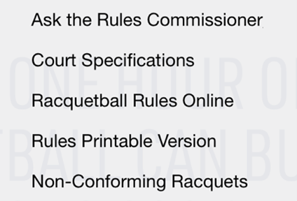 Screenshot of the USAR Rules Menu