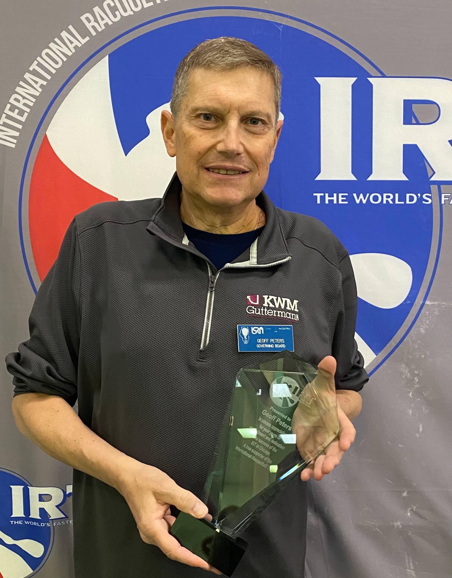Award given to Geoff Peters by the IRT at the PapaNicholas Coffee 37th Annual Shamrock Shootout