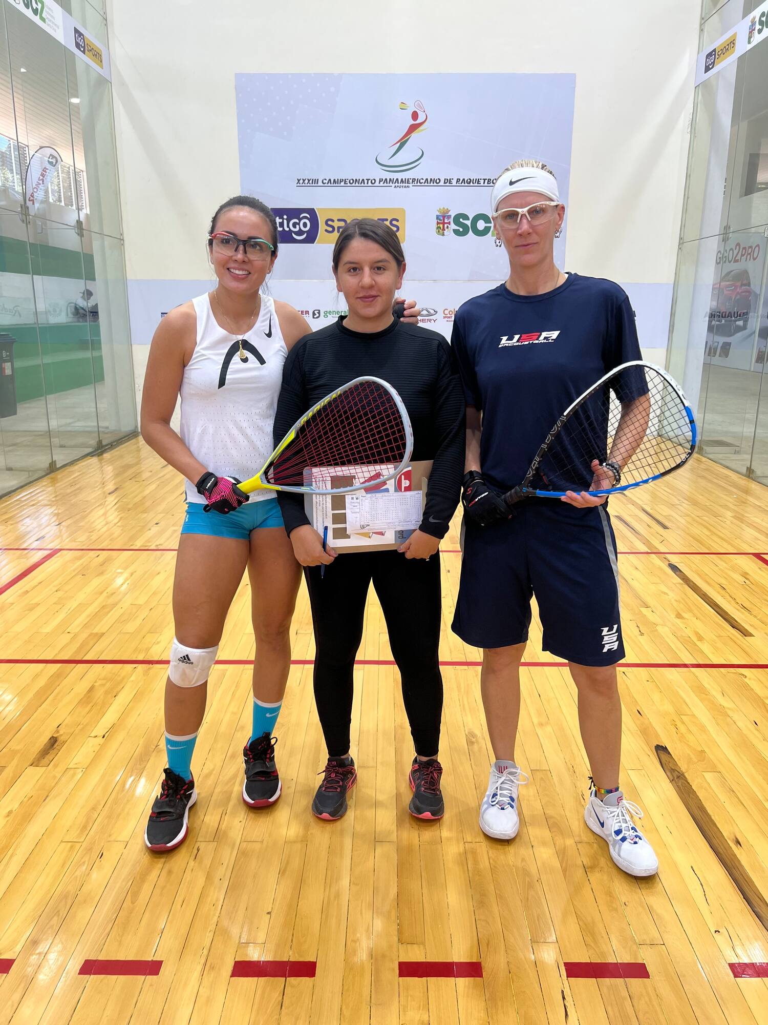 Rhonda Rajsich vs. María José Vargas at the XXXIII Pan American Racquetball Championships