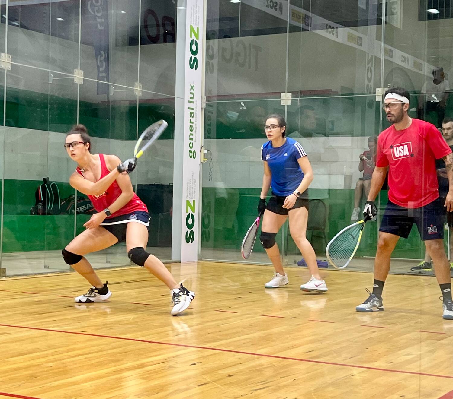 Mixed Doubles Quarterfinal action at the XXXIII Pan American Racquetball Championships.