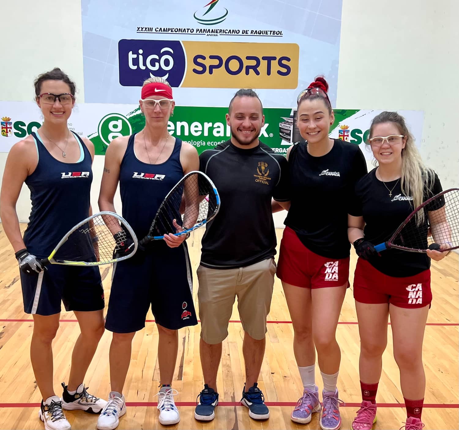 USA vs. Canada in Women's Doubles action at the XXXIII Pan American Racquetball Championships