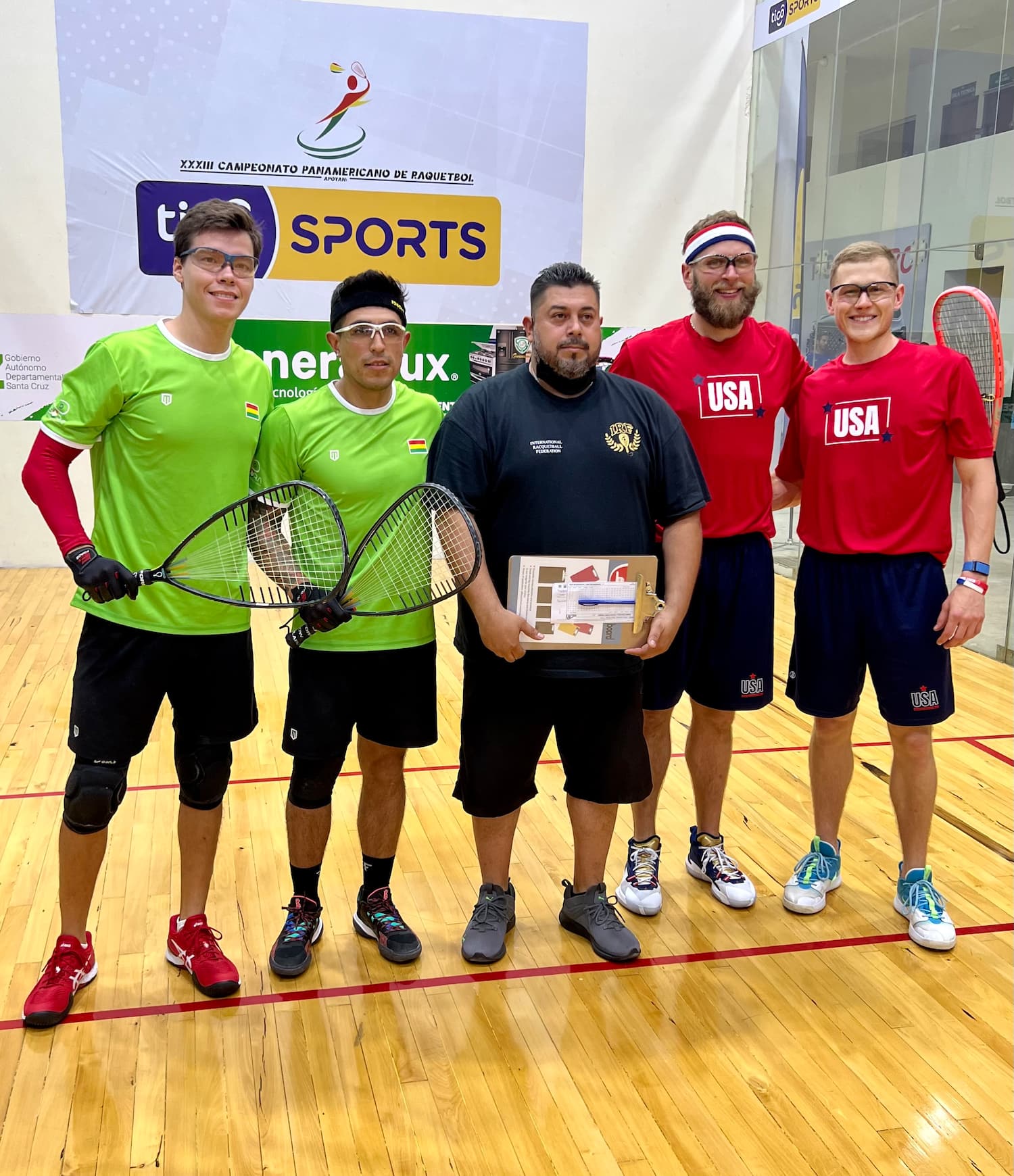 Jake & Sam Bredenbeck vs. Bolivia in pool play action at the XXXIII Pan American Racquetball Championships