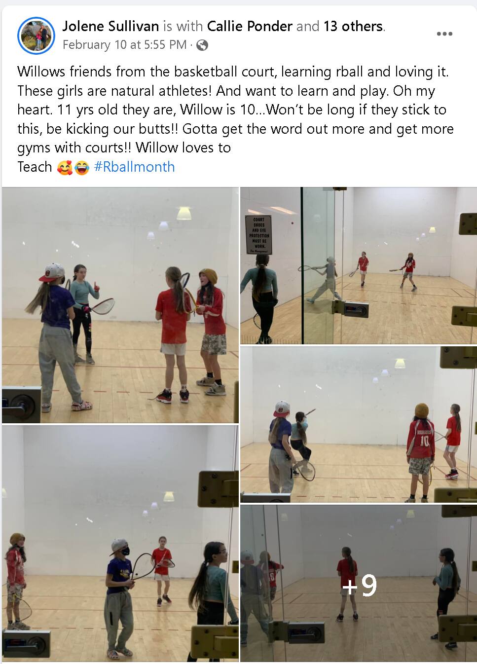 Jolene Sullivan celebrating Racquetball Month