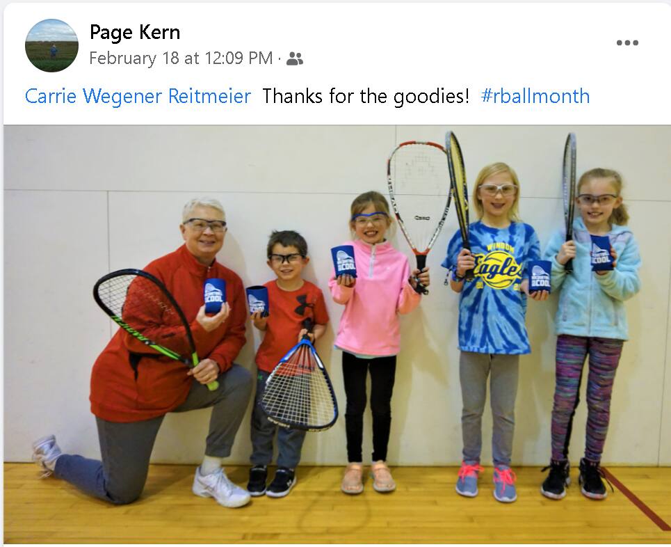 Page Kern celebrating Racquetball Month