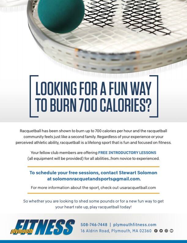 National Racquetball Month - Plymouth Racquetball Flyer