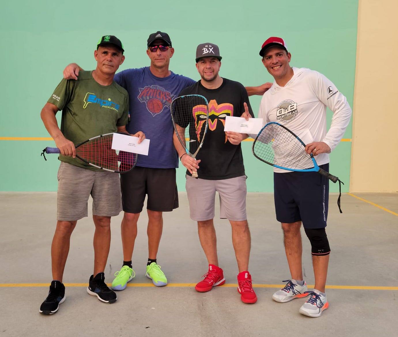 Men’s Pro Doubles finalists (L-R) Sostre, Rolon, Espina and Farr. photo courtesy of Lisa Sostre