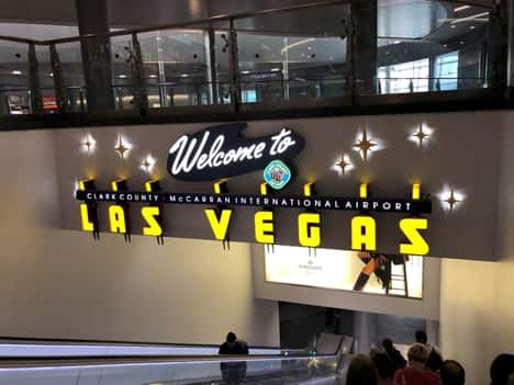 Las Vegas welcome sign at the airport. Photo Todd Boss