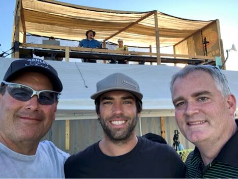 Todd O'Neil, Emmett Coe, and Todd Boss hanging out beside the show court. Above in the broadcast booth you can see Jerry Josey JR, Jeffrey Thompson and T. J. Baumbaugh. Photo by Todd Boss