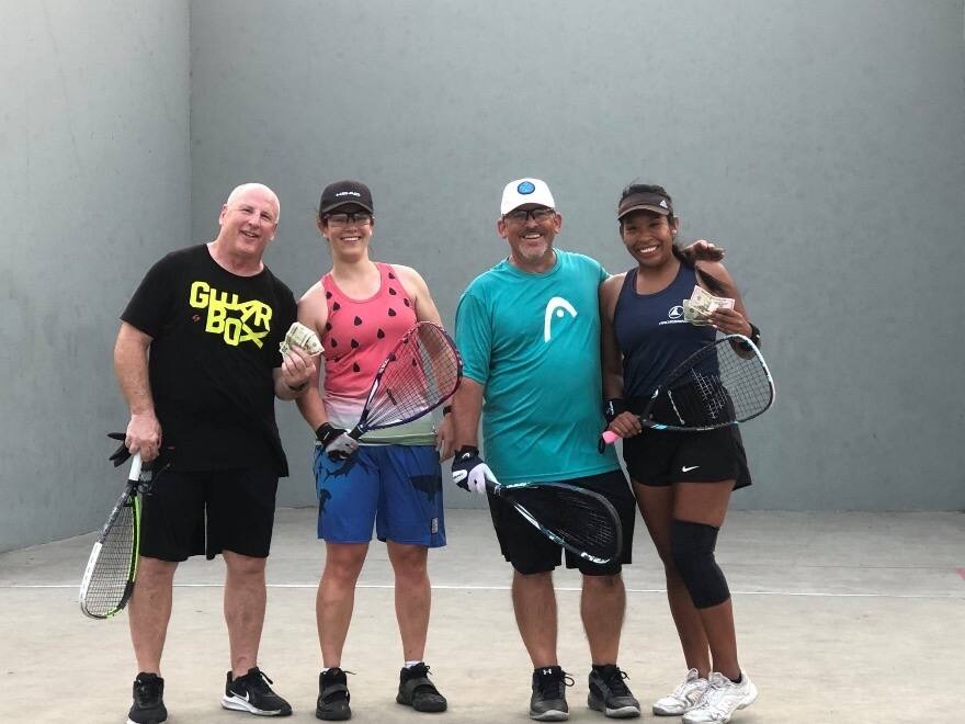 Figure 4: Mixed Doubles finalists (L-R): Darrin McNally, Jessica Chen, Frank Biehl, Katie Neils. Photo courtesy of Frank Biehl