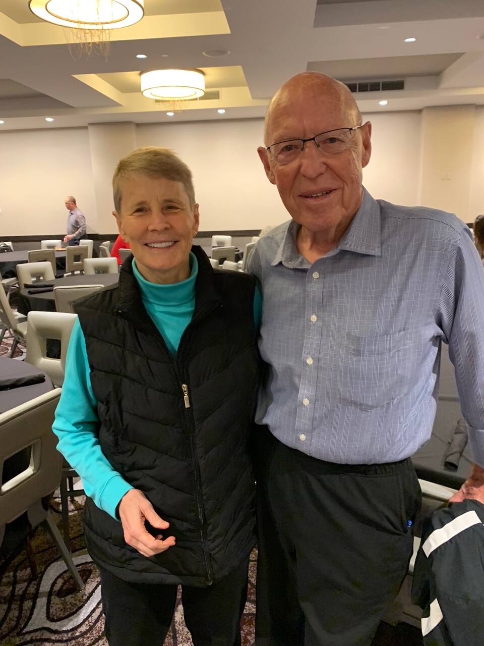 Dr. Bud Muehleisen (Class of 1974) and Dr. Shannon Wright (Class of 2004).