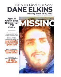 Missing Persons flyer of Dane Elkins