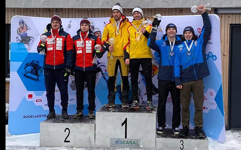 Marcus Mueller and Ansel Haugsjaa third on the overall Junior World Cup podium