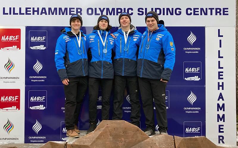 Junior national team athletes aidan mueller, ansel haugsjaa, marcus mueller and matt greiner in lillehammer norway