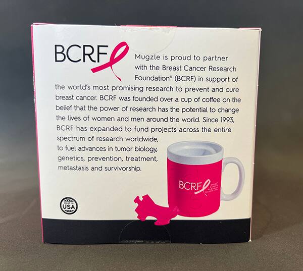 Mugzle description of partnership with breast cancer research foundation