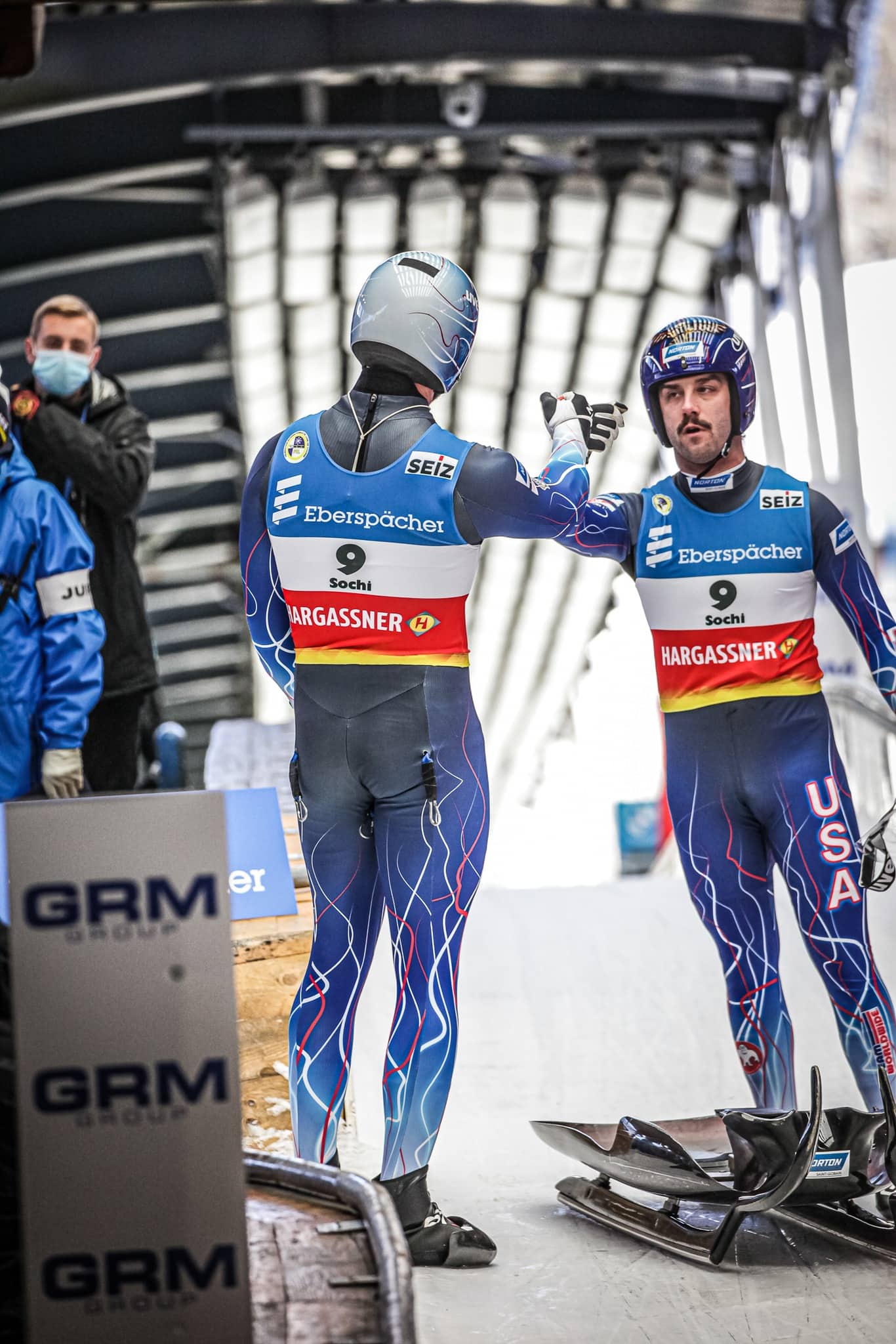 Chris Mazdzer and Jayson Terdiman  in Sochi on Dec. 4