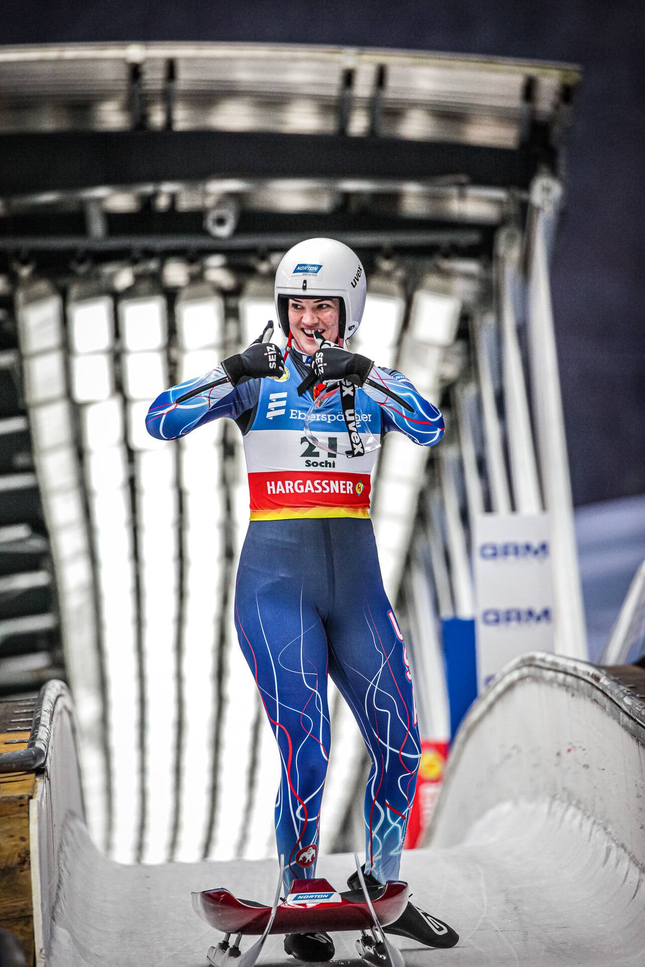 Summer Britcher in the outrun at World Cup #2 in Sochi, Russia on November 27, 2021. Photo FIL/Mareks Gaļinovskis
