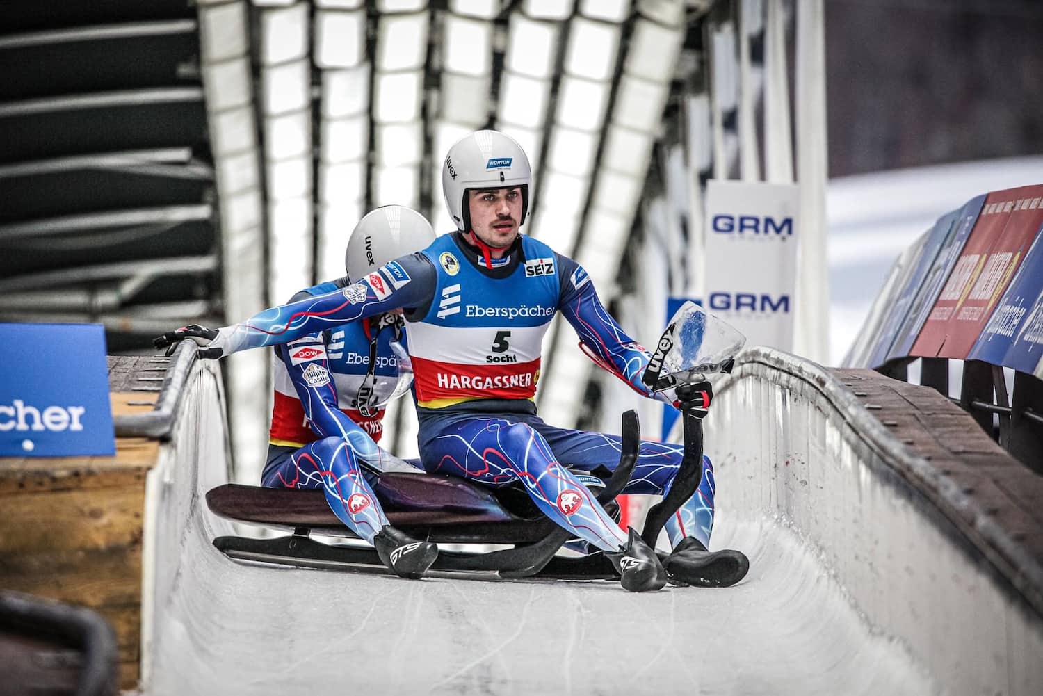 Zack DiGregorio and Sean Hollander in the outrun at World Cup #2 in Sochi, Russia on November 27, 2021. Photo FIL/Mareks Gaļinovskis