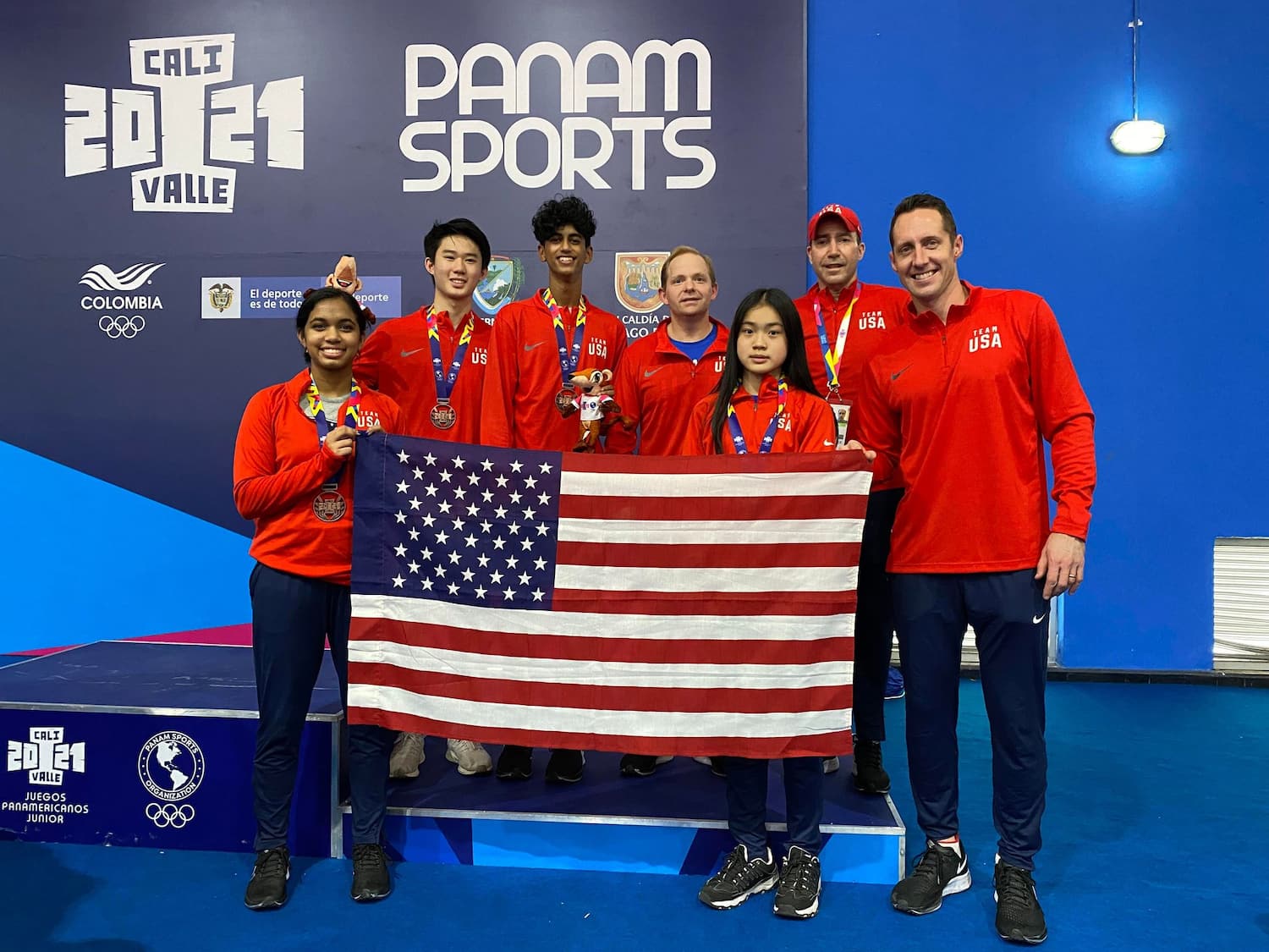 Team USA Holding American Flag at Junior Pan Am Games