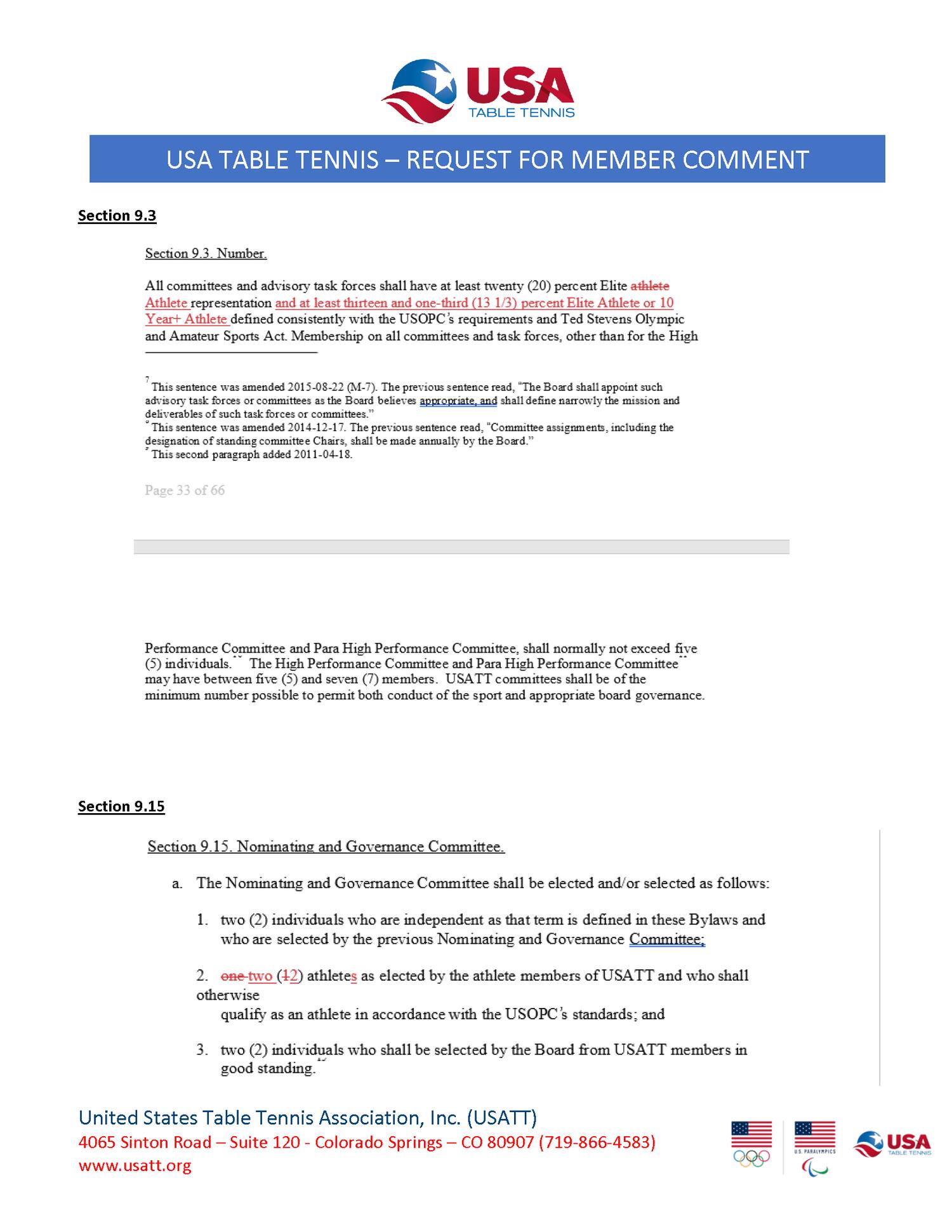 USA Table Tennis Board of Directors Seeks Member Comment on Proposed Amendments to the Bylaws 6