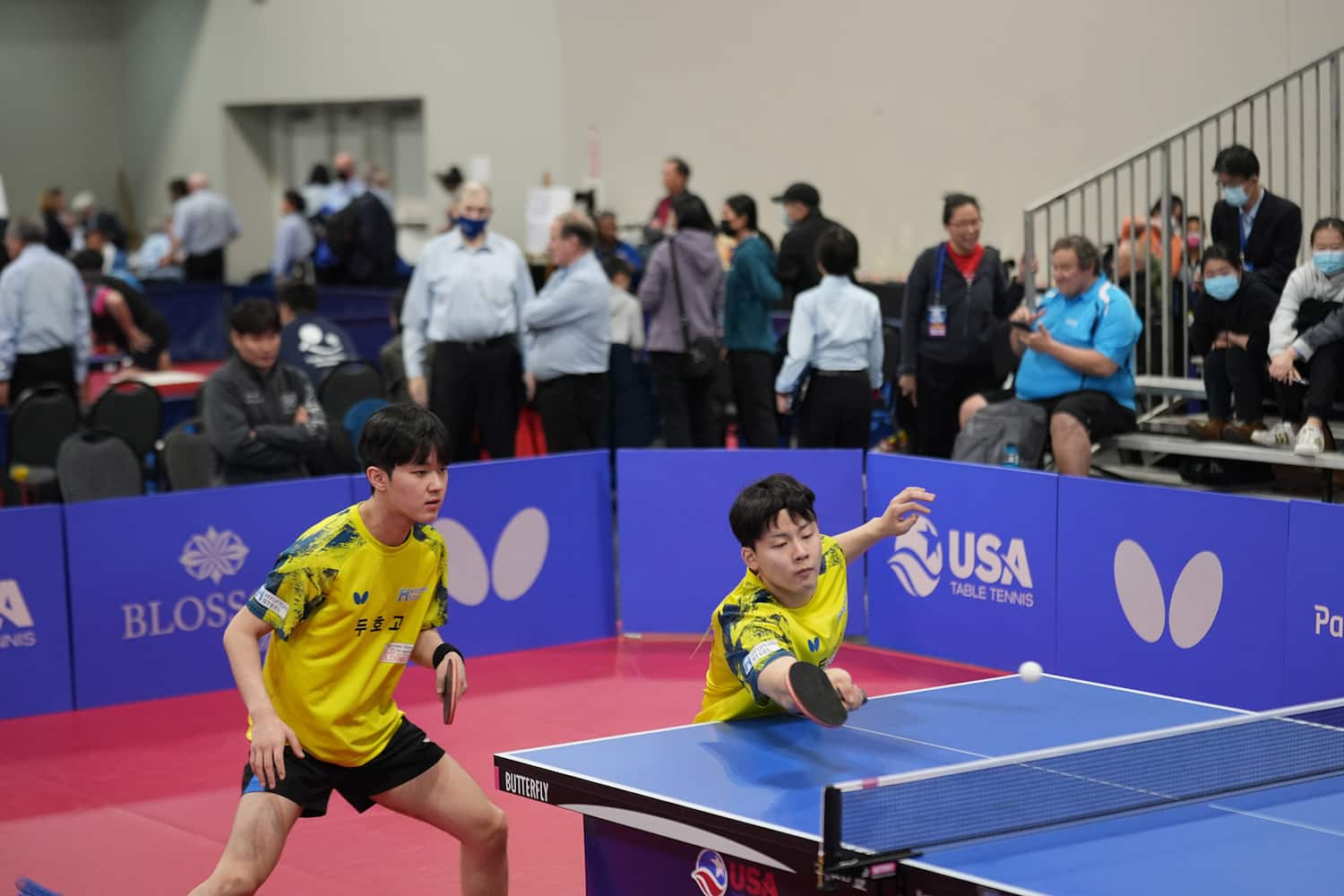 Boys' Doubles round-robin at the U.S. Open Table Tennis Championships in the Ontario Convention Center. Ontario, California. 2022.