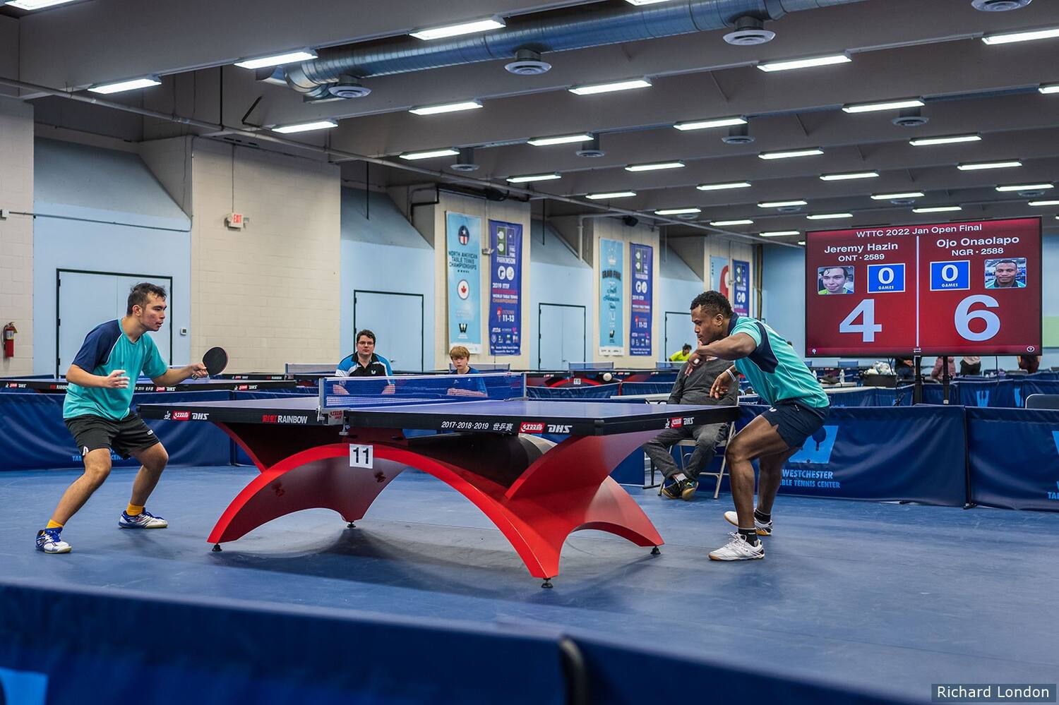 Jeremy Hazin and Ojo Onaolapo in the final of the January Westchester Open [credit: Rich London]