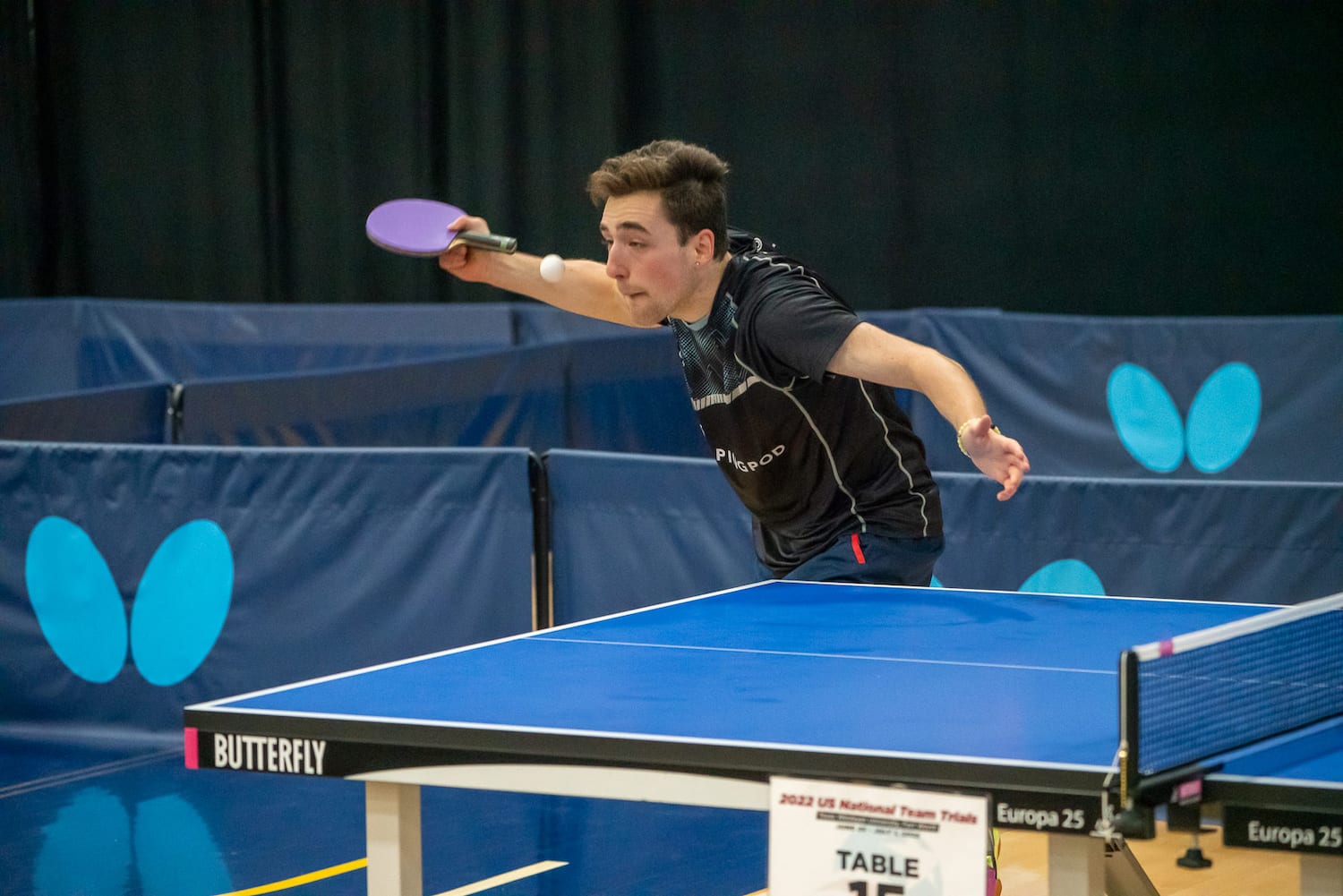 Sharon Alguetti during the 2022 National Team Trials Men's Singles final rounds. Sid Richardson Center, Fort Worth, Texas.