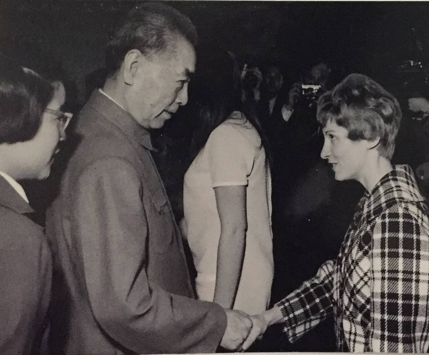 Connie shaking hands with Premier Chou Enlai